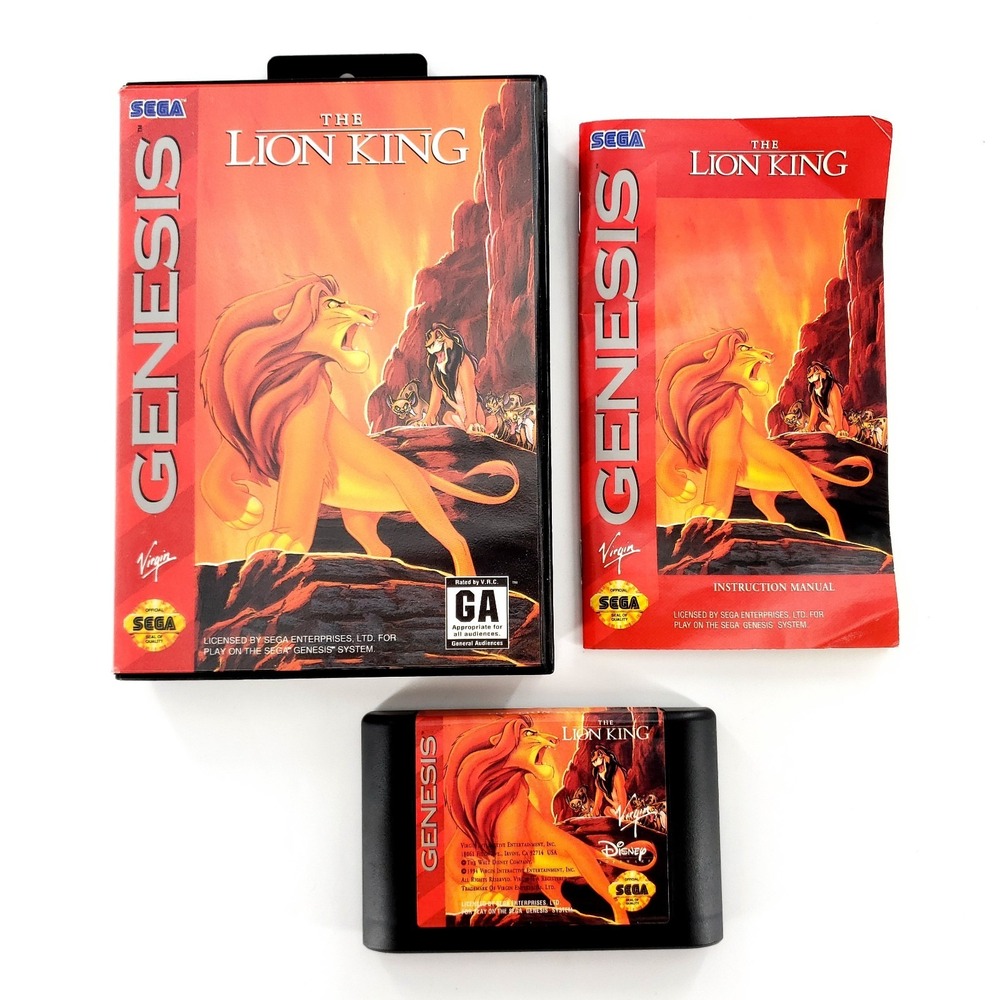 Lion King (Sega Genesis, 1994) Authentic Complete Tested & Works